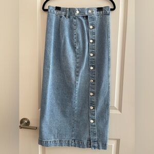 Shein Button Front Denim Midi Skirt – Classic Blue – Size M